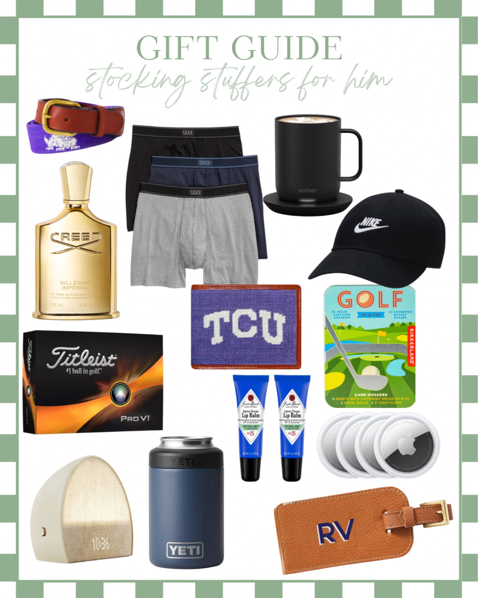 my holiday gift guide #4! Stocking stuffers for him! 🎄🎁


Yeti / Jack Black / stocking stuffers for him / gift ideas for him / what to put in your husbands stocking / stocking for him / Nike / Nike Hat / Hatch Alarm / tech gifts for him / beauty gifts for him / gifts from Nordstrom / gifts from Saks / Warming Mug / gifts for
The coffee lover / mini golf / gifts for the golfer / apple AirTags / gifts for the traveler / saxx / golf balls / best gifts for him / LTK holiday / holiday gifts / Christmas stocking 

#LTKmens #LTKHoliday #LTKGiftGuide