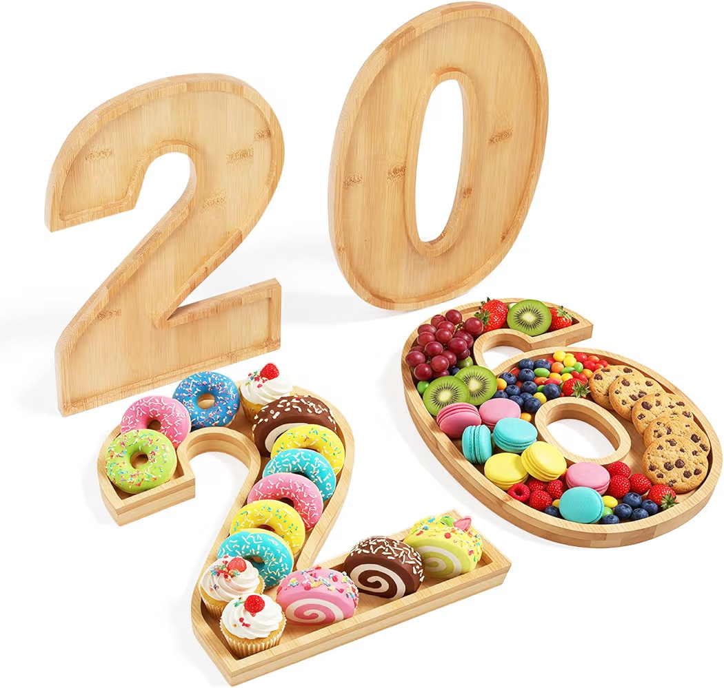 2026 Charcuterie Numbers Fillable, Wooden 2026 Food Tray, 12" Number Charcuterie Board Box, Platt... | Amazon (US)