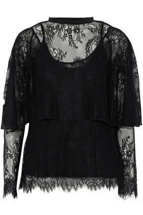 Robert Rodriguez Woman Layered Chantilly Lace Top Black Size M | The Outnet US