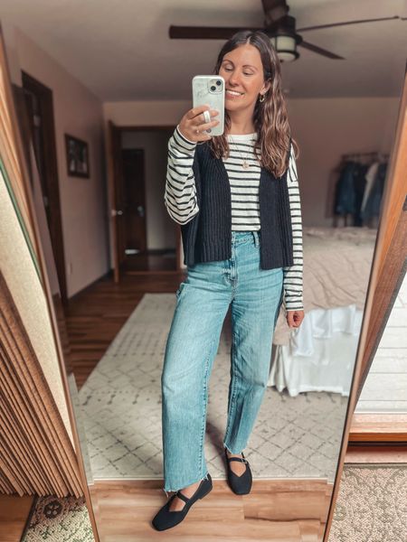 My vest is unavailable but I linked an identical one! My striped top is also older so I linked similar. My jeans fit true to size for a comfy fit and my shoes I sized up a half size and got a wide fit and they’re so comfy!

#LTKstyletip #LTKSeasonal #LTKfindsunder100