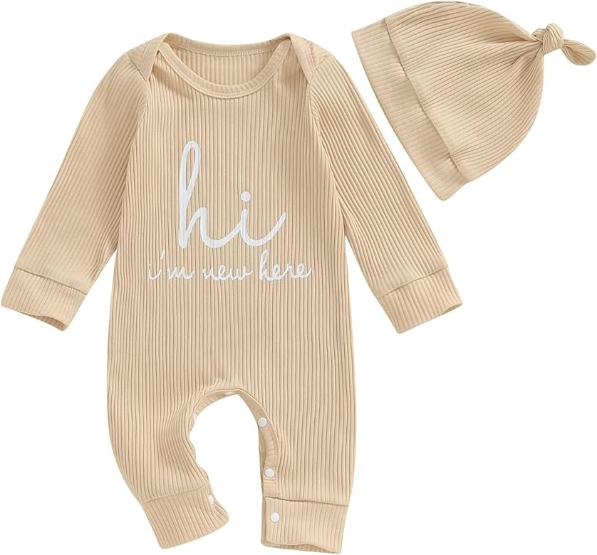 MERSARIPHY Newborn Baby Boy Girl Clothes Hi I'm New Here Coming Home From Hospital Outfits Gender... | Amazon (US)