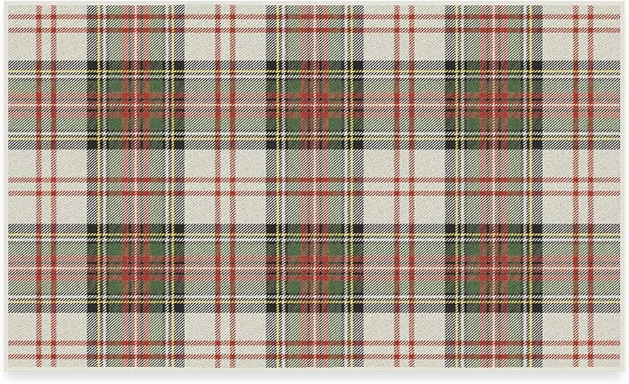 RUGGABLE Washable Plaid Area Rug – Dress Stewart Tartan White 3x5, Stain-Resistant, Non-Slip ... | Amazon (US)
