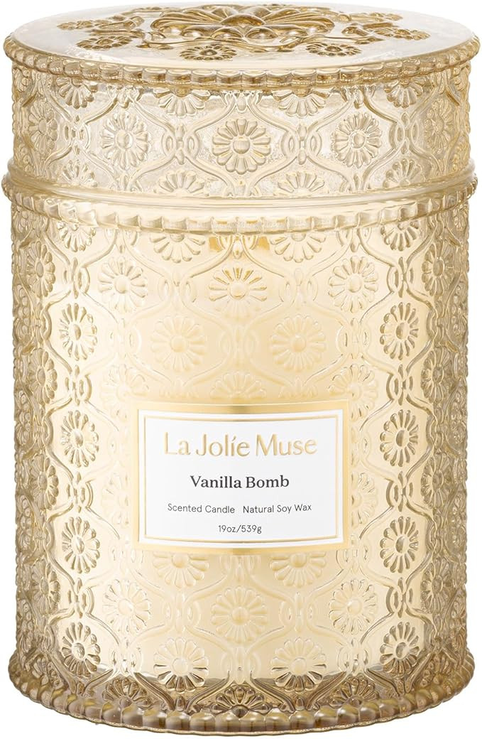 LA JOLIE MUSE Vanilla Candle, Scented Candle Gifts for Men&Women, Wood Wicked Large Candle for Ho... | Amazon (US)
