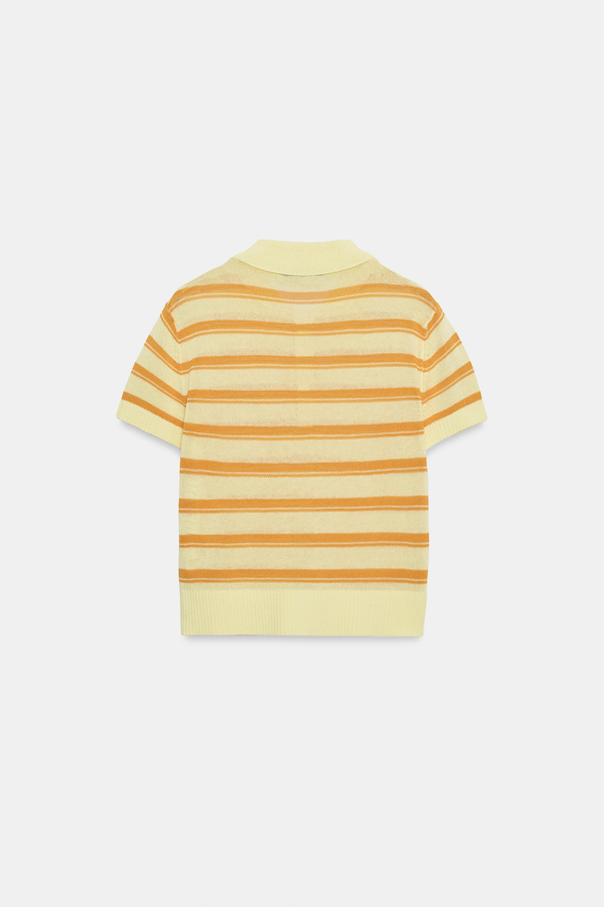 STRIPED SHORT SLEEVE KNIT POLO | Zara US