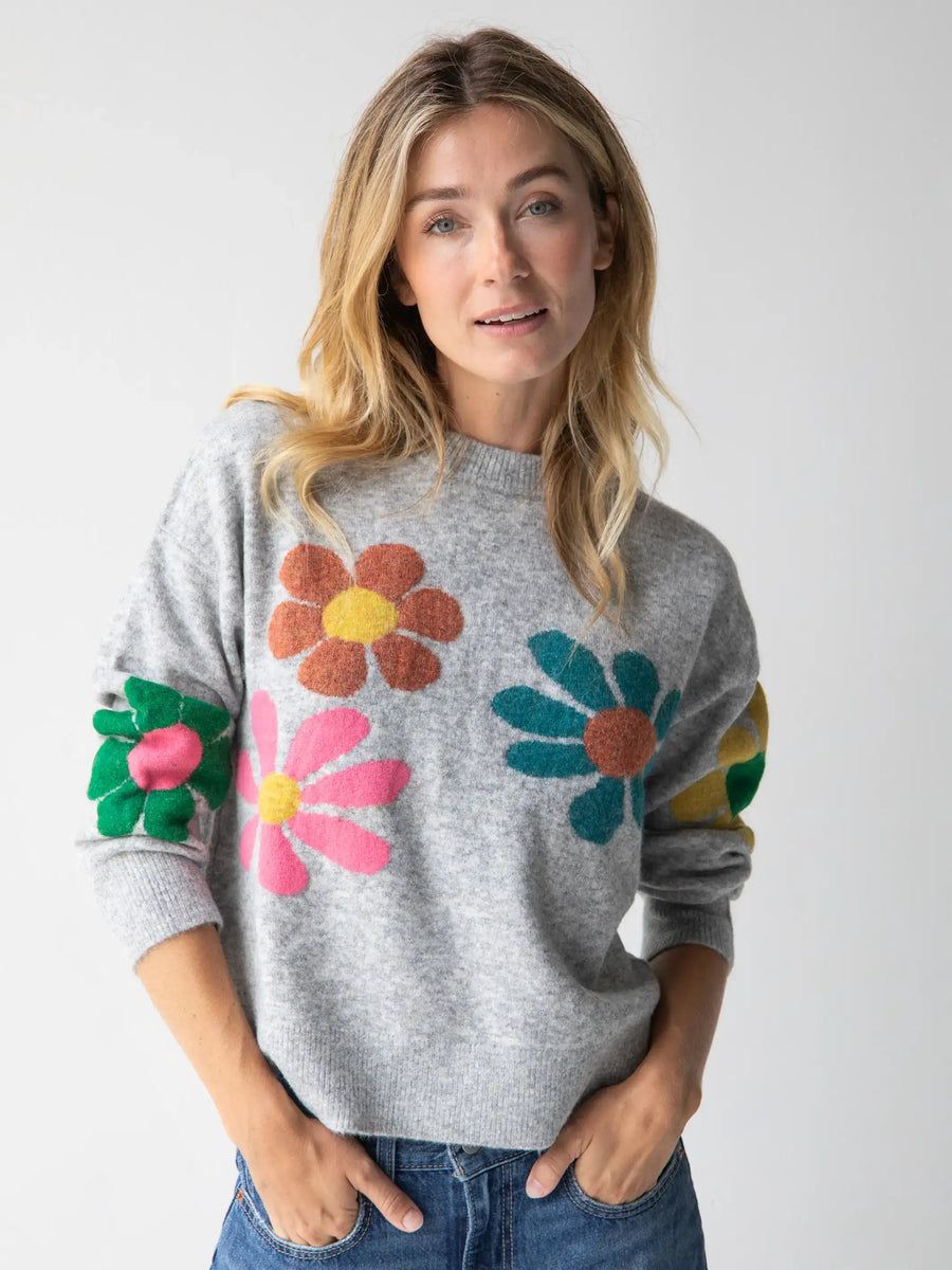 Boxy Intarsia Sweater - Ash Flower | Natural Life