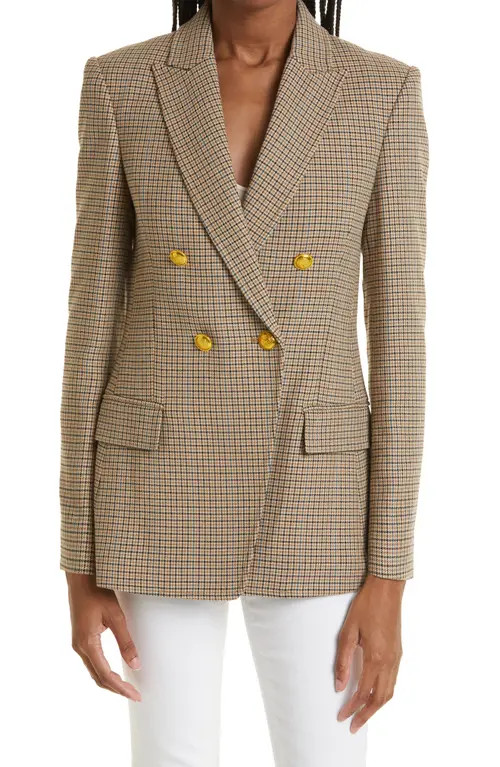 A.L.C. Sedgwick II Plaid Double Breasted Blazer in Brown/Teal/Bordeaux at Nordstrom, Size 00 | Nordstrom