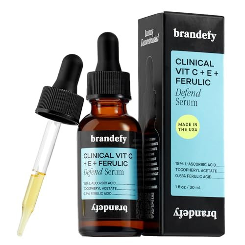 Brandefy Vitamin C Face Serum 15% L. Ascorbic Acid, Ferulic Acid .5% + Vitamin E for Self Care and Beauty, Face Dark Spot Corrector and Anti Aging 1oz, Made In The USA | Amazon (US)