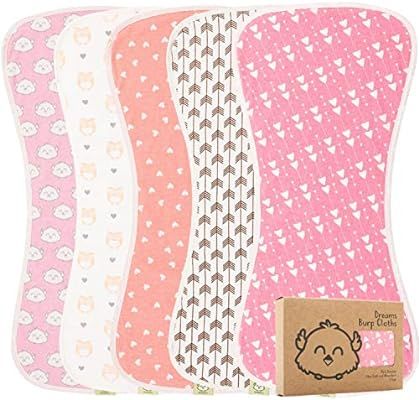 Amazon.com: Organic Burp Cloths for Baby Boys and Girls - 5-Pack Ultra Absorbent Burping Cloth, B... | Amazon (US)