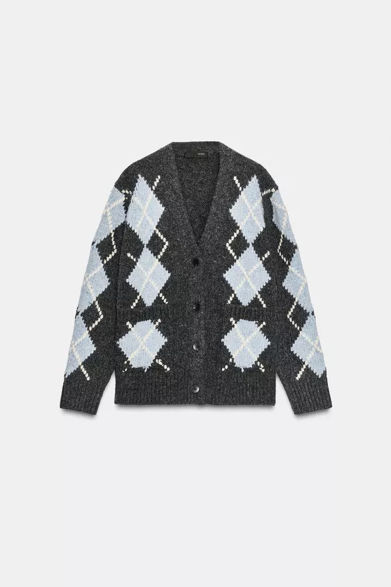 100% WOOL ARGYLE CARDIGAN | Zara UK