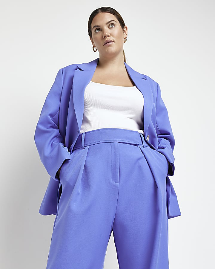 Plus blue wide leg high waist trousers | River Island (UK & IE)