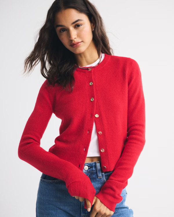Women's Shrunken Crew Cardigan | Women's New Arrivals | Abercrombie.com | Abercrombie & Fitch (UK)