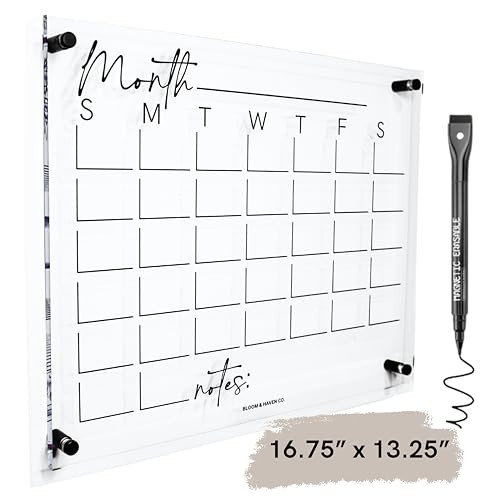 Premium Acrylic Calendar for Wall | Acrylic Family Wall Calendar | Acrylic Wall Calendar | Clear Calendar for wall | Acrylic Monthly Calendar for Wall (16.75” x 13.25” x 1/4”) | Amazon (US)