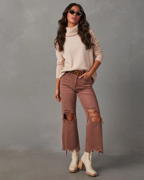 Pumpkin Spice Distressed Straight Leg Jeans - Washed Rust | VICI