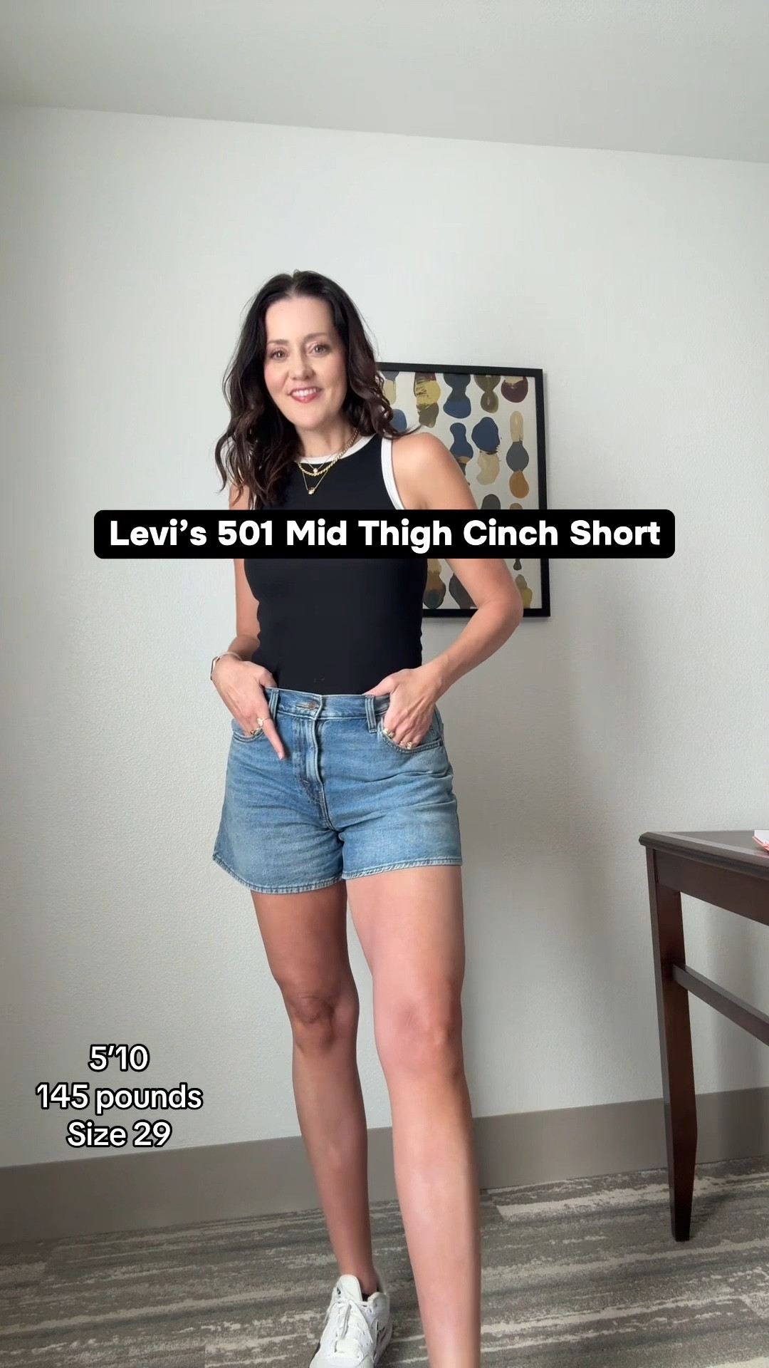 Levi’s Cinch Mid Thigh Shorts with 5” inseam for tall ladies 

#LTKTall #LTKootd #LTKU