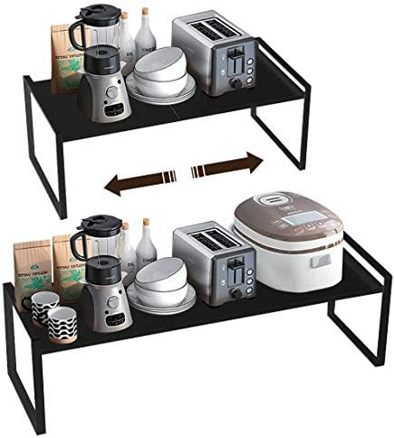 PASRLD Expandable Cabinet Shelf Organizers, Kitchen Cabinet Organizer Shelves Spice Rack Cupboard Or | Amazon (US)