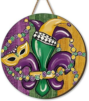 Yarcooly Mardi Gras Decorations New Orleans Brazi Carnival Hanging Sign Fat Tuesday Door Sign Mas... | Amazon (US)