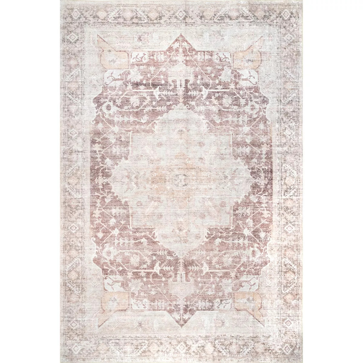 nuLOOM Rosa Machine Washable Distressed Vintage Medallion Area Rug | Target