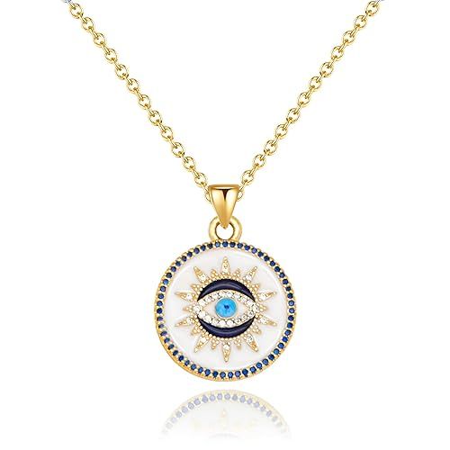 Amazon.com: Evil eye necklace gold protection necklace, Handmade evil eye jewelry for women, Eye ... | Amazon (US)