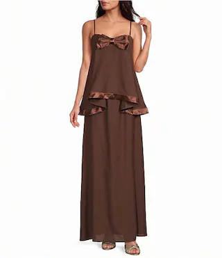 Rosera Satin Bow Maxi Dress | Dillard's