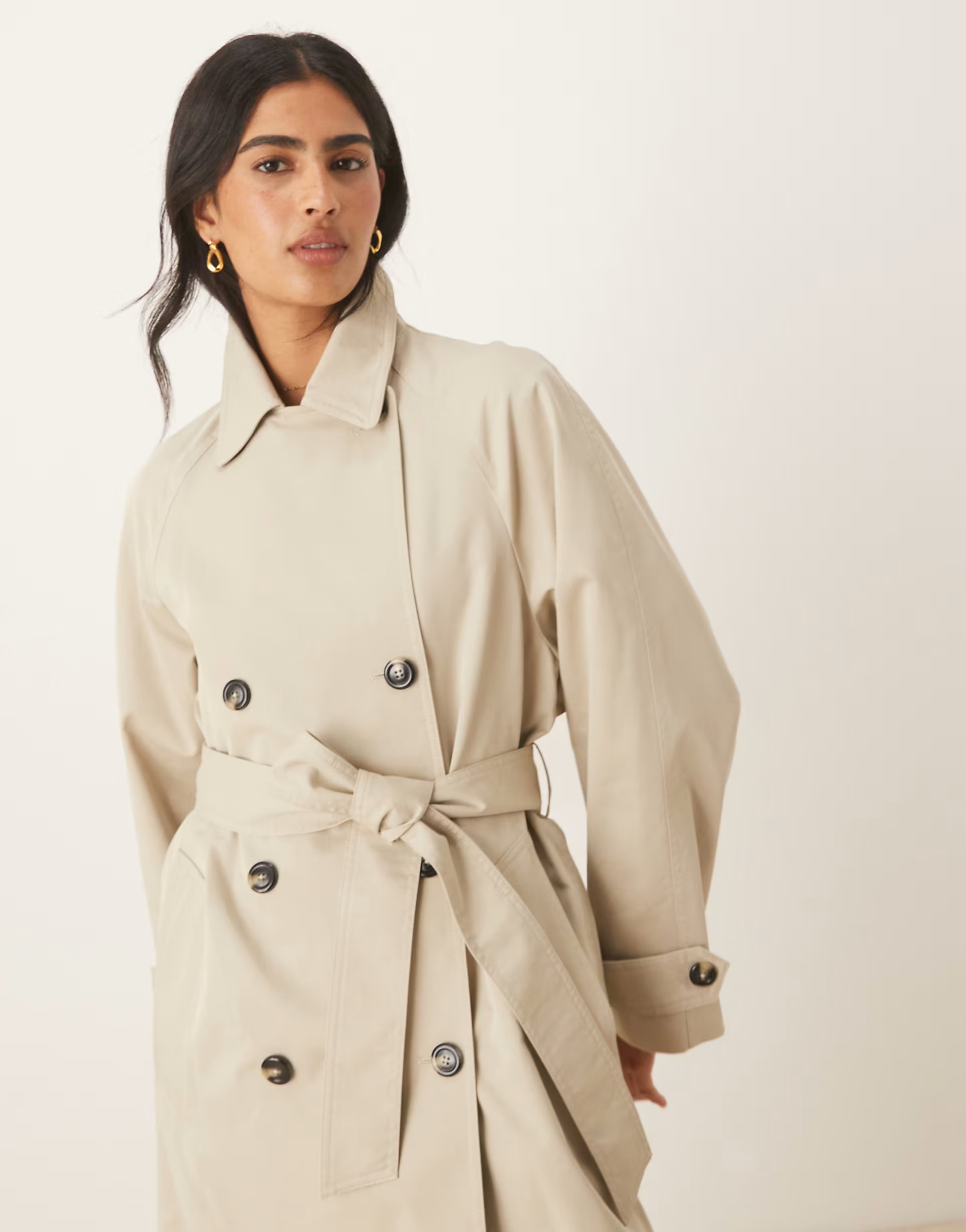 Mango cotton mix trench coat in beige | ASOS (Global)