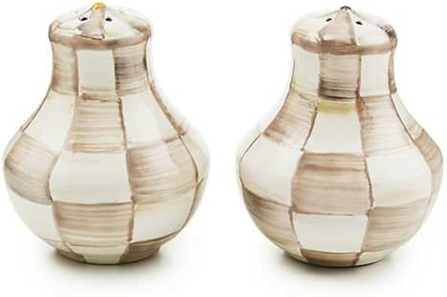 MACKENZIE-CHILDS Salt & Pepper Set, Small, Brown-and-White Mocha Check | Amazon (US)