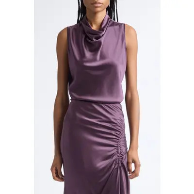 Veronica Beard Tam Cowl Neck Silk Shell in Dark Eggplant at Nordstrom, Size 8 | Nordstrom