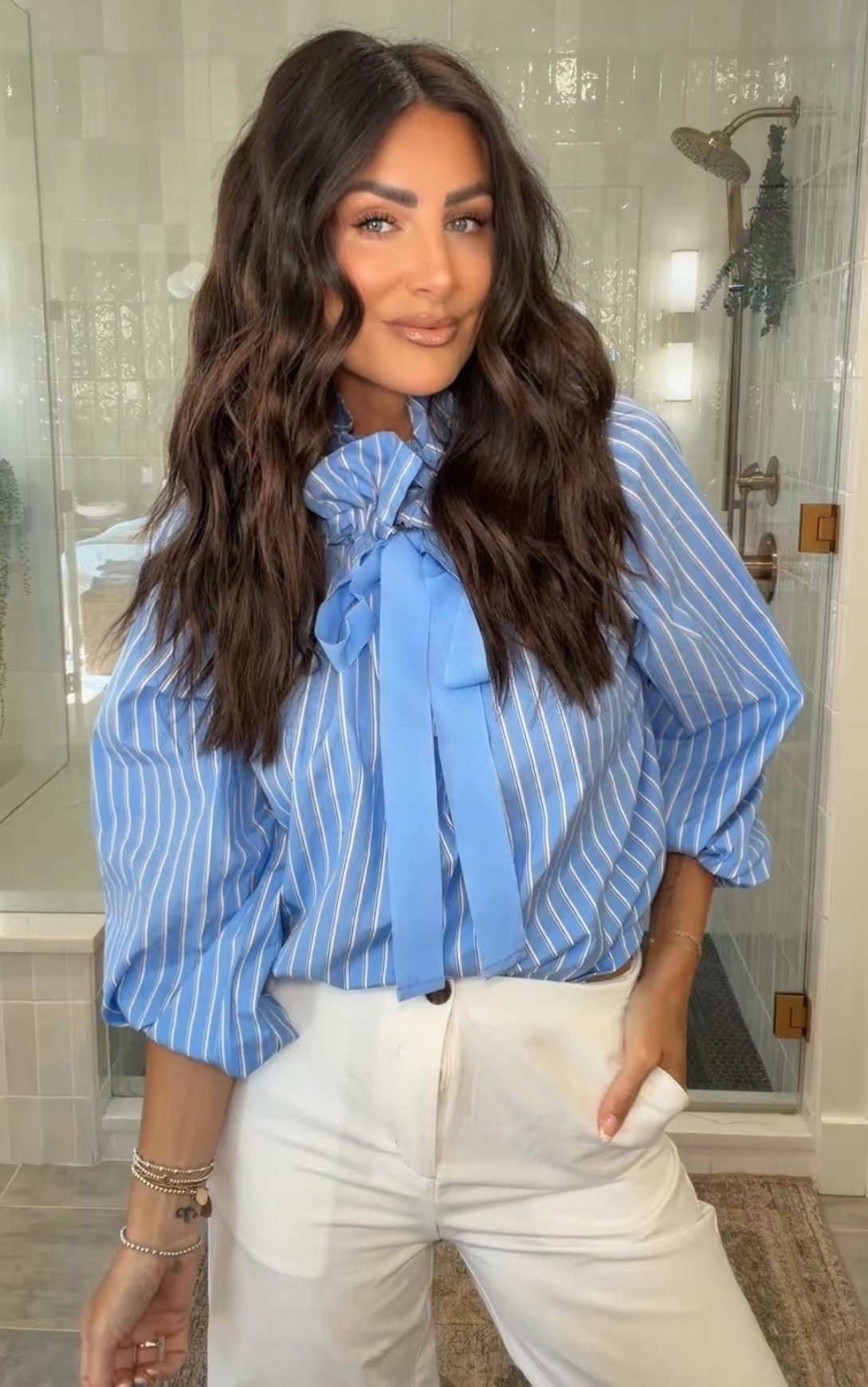 Cutest $24 blouse. In a medium 
Business casual workwear | office attire | blouse 

#LTKootd #LTKTall #LTKOver40