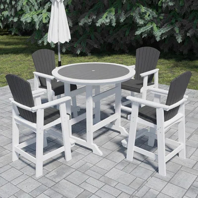 HDPE Patio Bar Table Set High Top Outdoor Table And Chairs Set Of 5 Bar Table & Stools Set | Wayfair North America