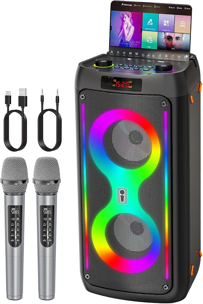 Karaoke Machine for Adults, Portable Bluetooth Speaker with 2 Wireless Microphones, PA System wit... | Amazon (US)