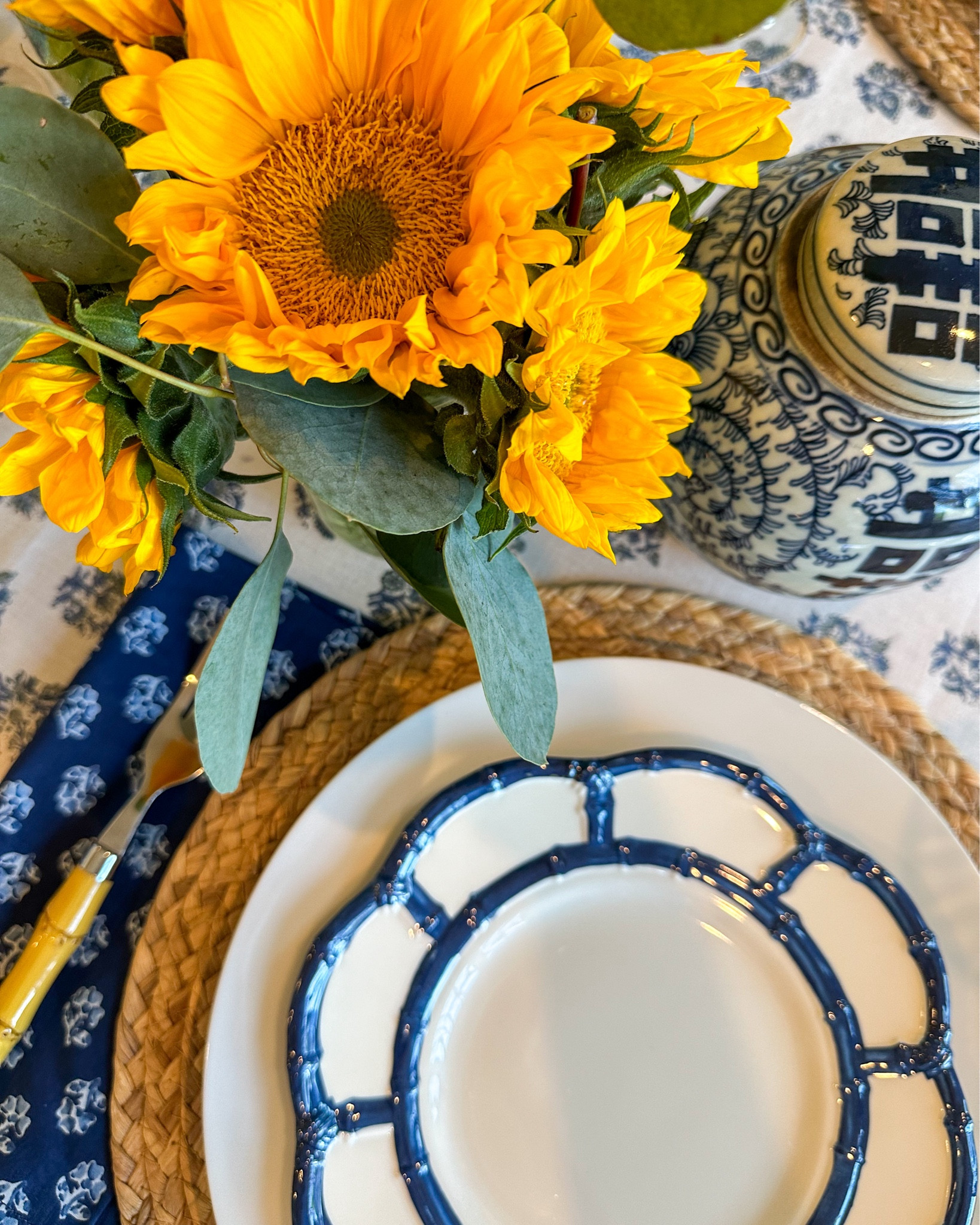 Here is an easy to throw together blue and white table for your next gathering! Tablescape. Blue and white. Pottery barn. Amazon. Sunflowers.

#LTKParties #LTKHome #LTKStyleTip