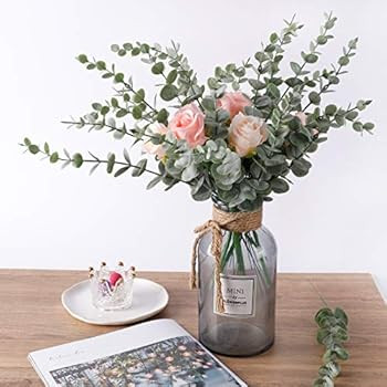 Amazon.com: CEWOR 24pcs Eucalyptus Stems Decor Artificial Eucalyptus Leaves Faux Greenery Branche... | Amazon (US)