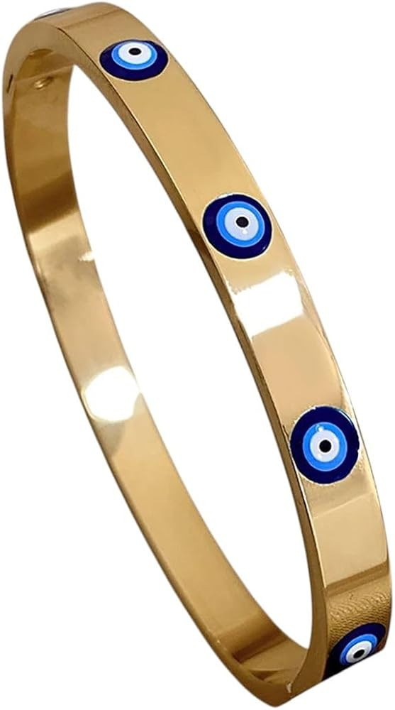New 2026 Unisex Blue Enmale Stainless Steel Bangles Bracelets For Women Charm Simple Lucky Gold P... | Amazon (US)