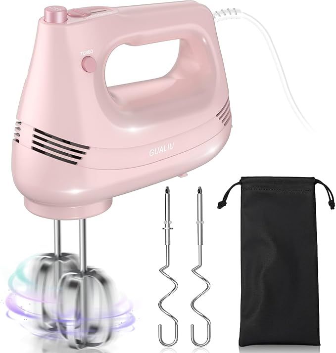 Electric Hand Mixer with Stainless Steel Whisk, Dough Hook Attachment and Storage Bag, Handheld M... | Amazon (US)