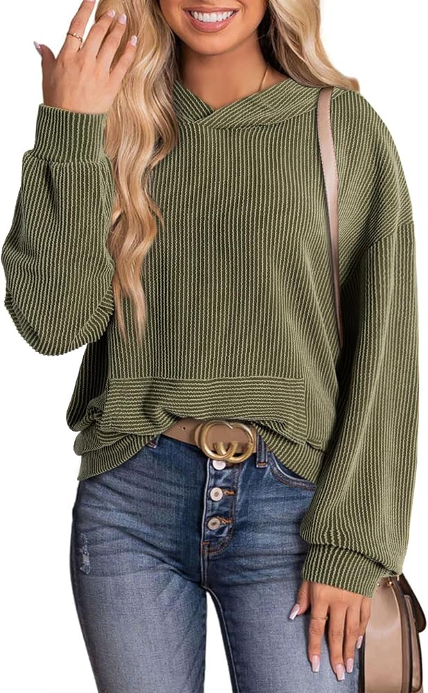Dokotoo Hoodies for Women 2026 Casual Oversized Hoodie Long Sleeve Sweatshirt Solid Pullover Ribb... | Amazon (US)