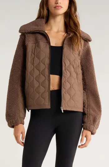 Faux Shearling & Quilted Nylon Hybrid Jacket | Nordstrom