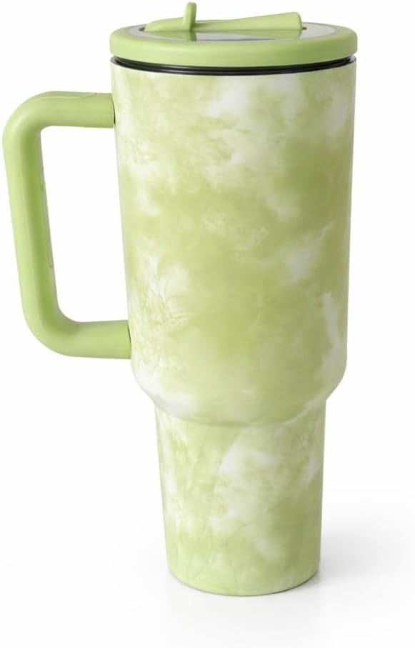 Copo Térmico com Canudo Marmorizado 1,2L Parede Dupla, Tampa Antivazamento, Alça Ergonômica, A... | Amazon (BR)