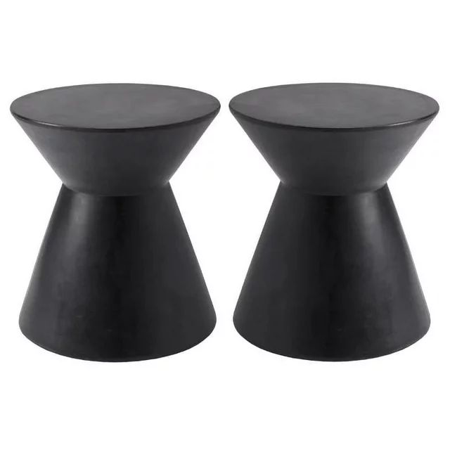 Home Square Astley 17.5" Round Modern Concrete End Table in Black - Set of 2 - Walmart.com | Walmart (US)