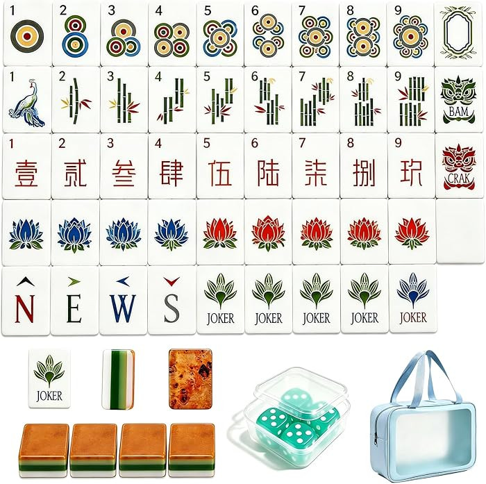 Premium Acrylic American Mahjong, 160 Pcs 4 Layer Mahjong Tiles (Wood Grain) | Amazon (US)