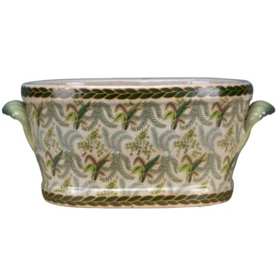 New PORCELAIN GREEN FERN FOOTBATH PLANTER 19" LONG | eBay US