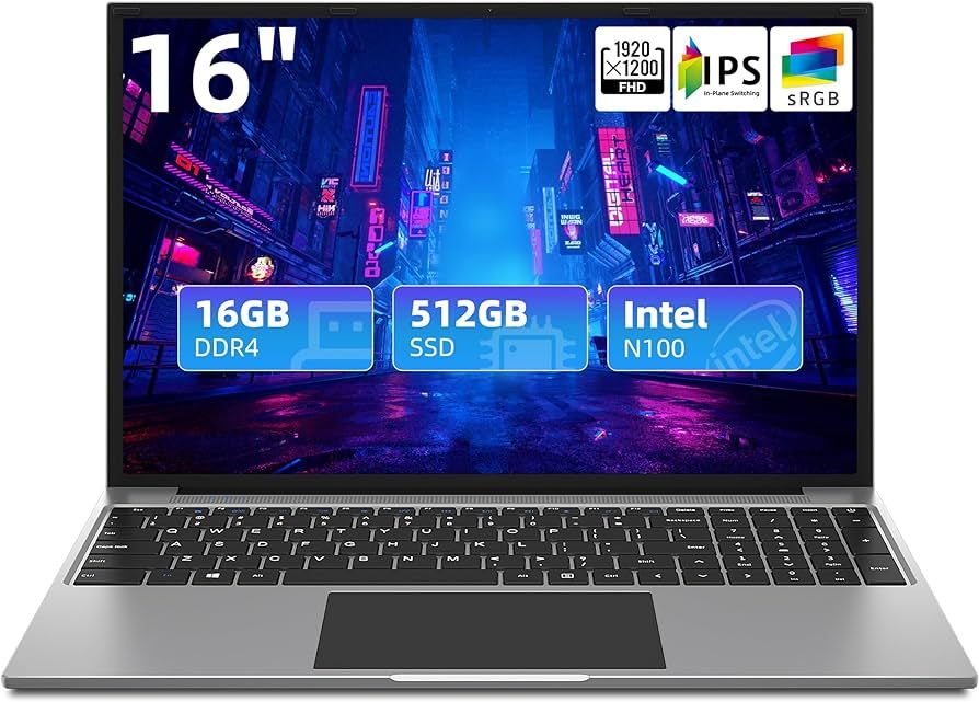 jumper Laptop, 16GB RAM 512GB SSD, Quad-Core Intel N100 Processor, 16" FHD IPS Screen(1920x1200),... | Amazon (US)