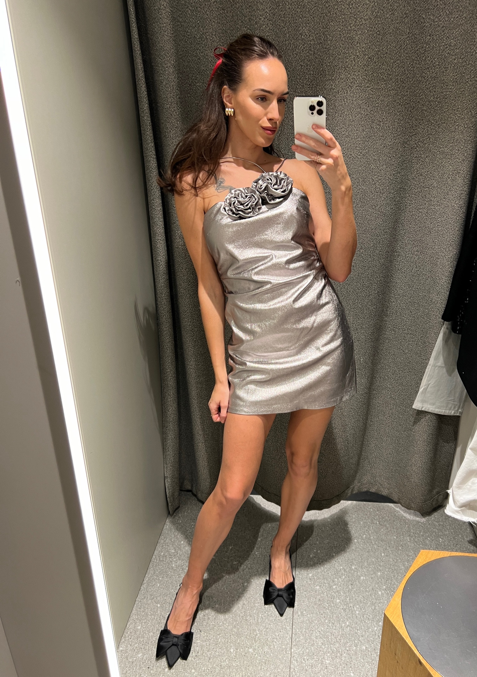 Floral details metallic mini dress christmas holiday party outfit,
wearing size M

#LTKparties #LTKSeasonal #LTKHoliday