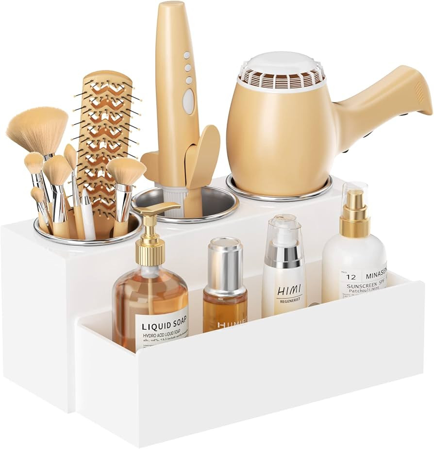 HIIMIEI Hair Tool Organizer, Acrylic Hair Dryer Holder, Bathroom Countertop Blow Dryer Stand Stor... | Amazon (US)