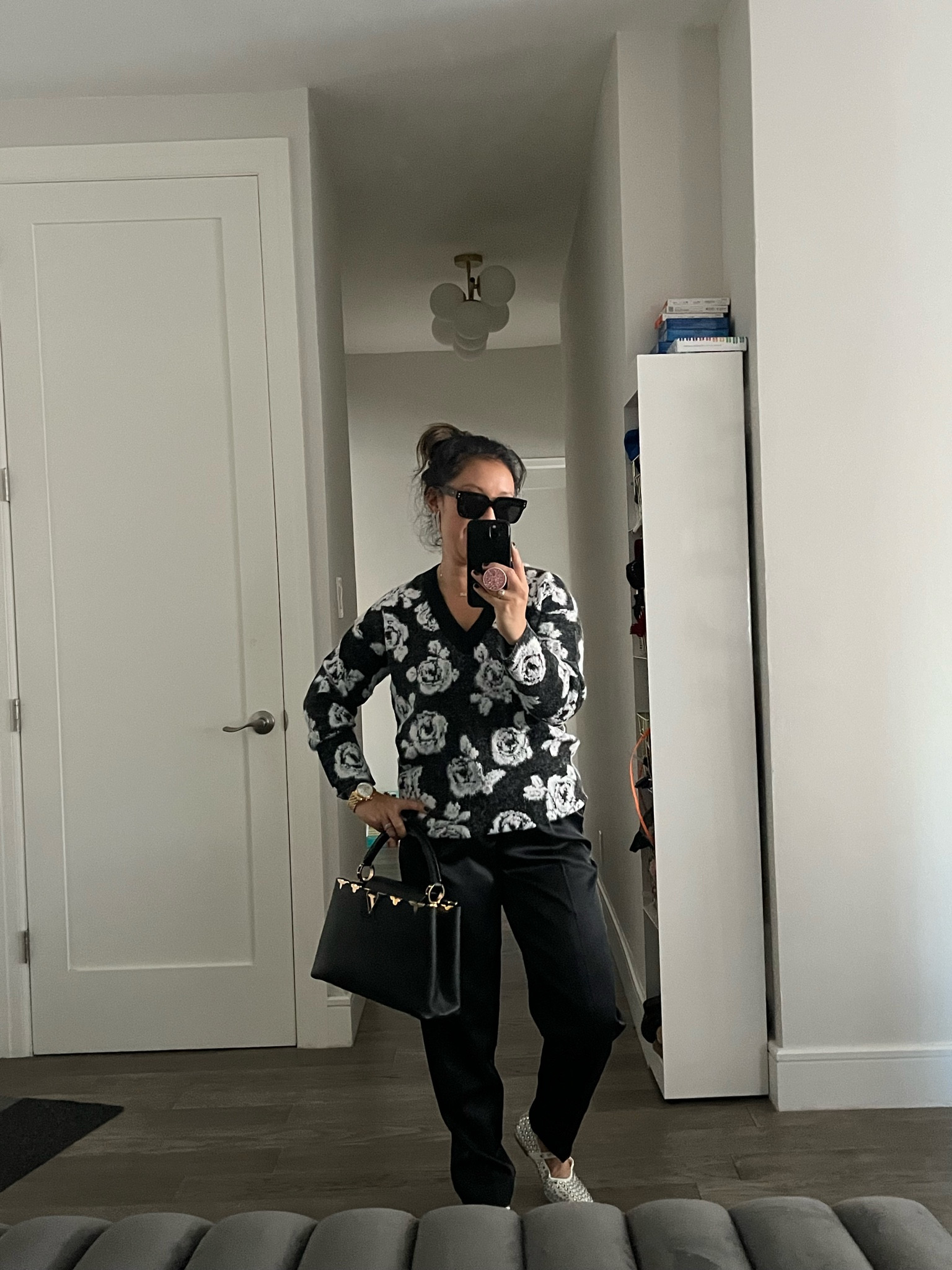 Love this sweater. I’m wearing an xxs. Pants are satin. I’m wearing a two. Tts to small. Size up for a slouchier fit. Narrow hips. No stretch. I’m a six in the shoes. Holiday outfit.

#LTKFindsUnder50 #LTKCyberWeek #LTKShoeCrush