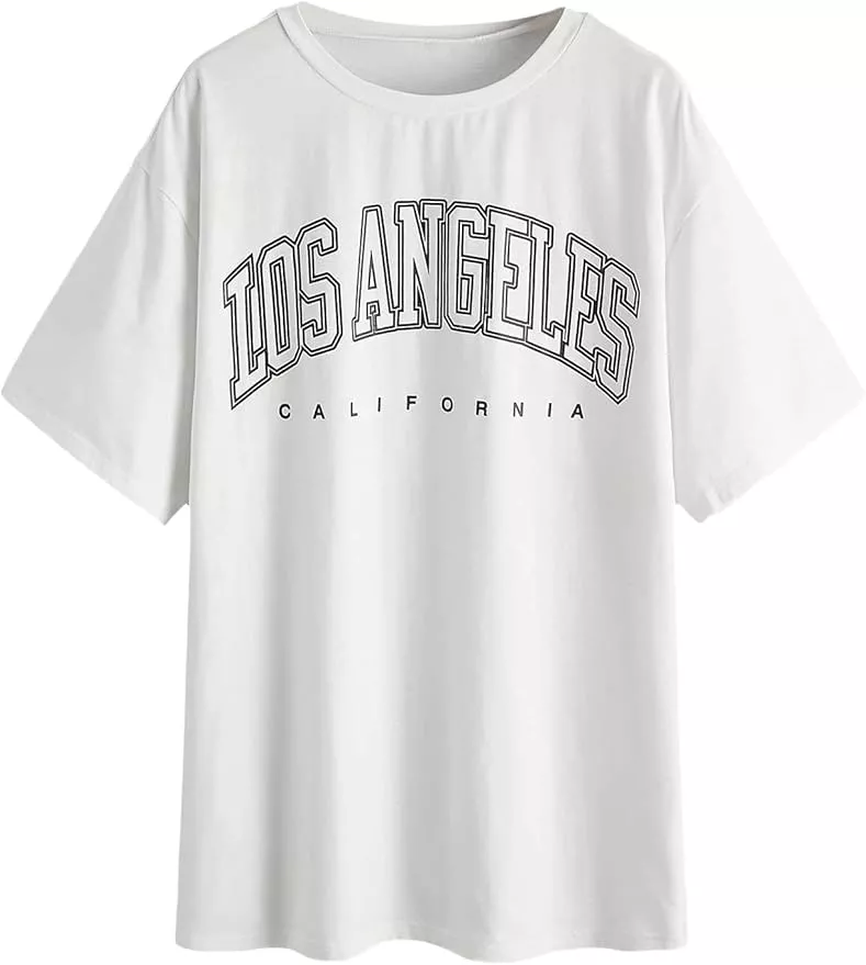 Womens Oversized Los Angeles California Graphic T Shirts Half