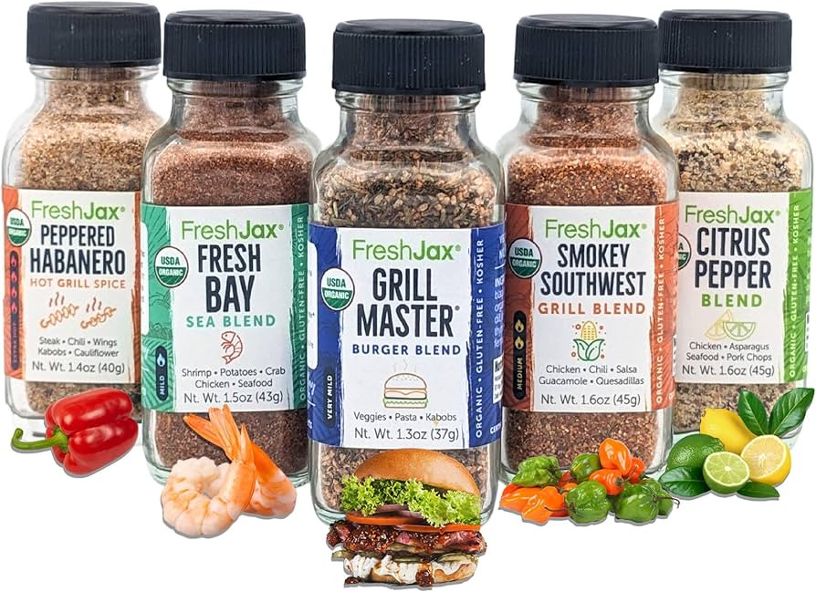 FreshJax Grill Seasoning Gift Set | 5 Sampler Sized Organic Grilling Spices | Grilling Gifts for ... | Amazon (US)