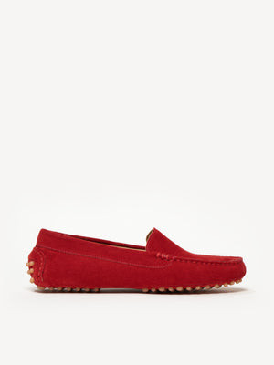 M.Gemi The Felize Suede Women's Moccasin Shoes, Size 35 in Sunset Red | M.GEMI
