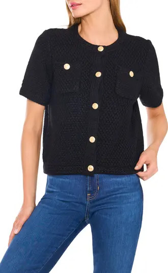 CeCe Short Sleeve Button-Up Cardigan | Nordstrom | Nordstrom