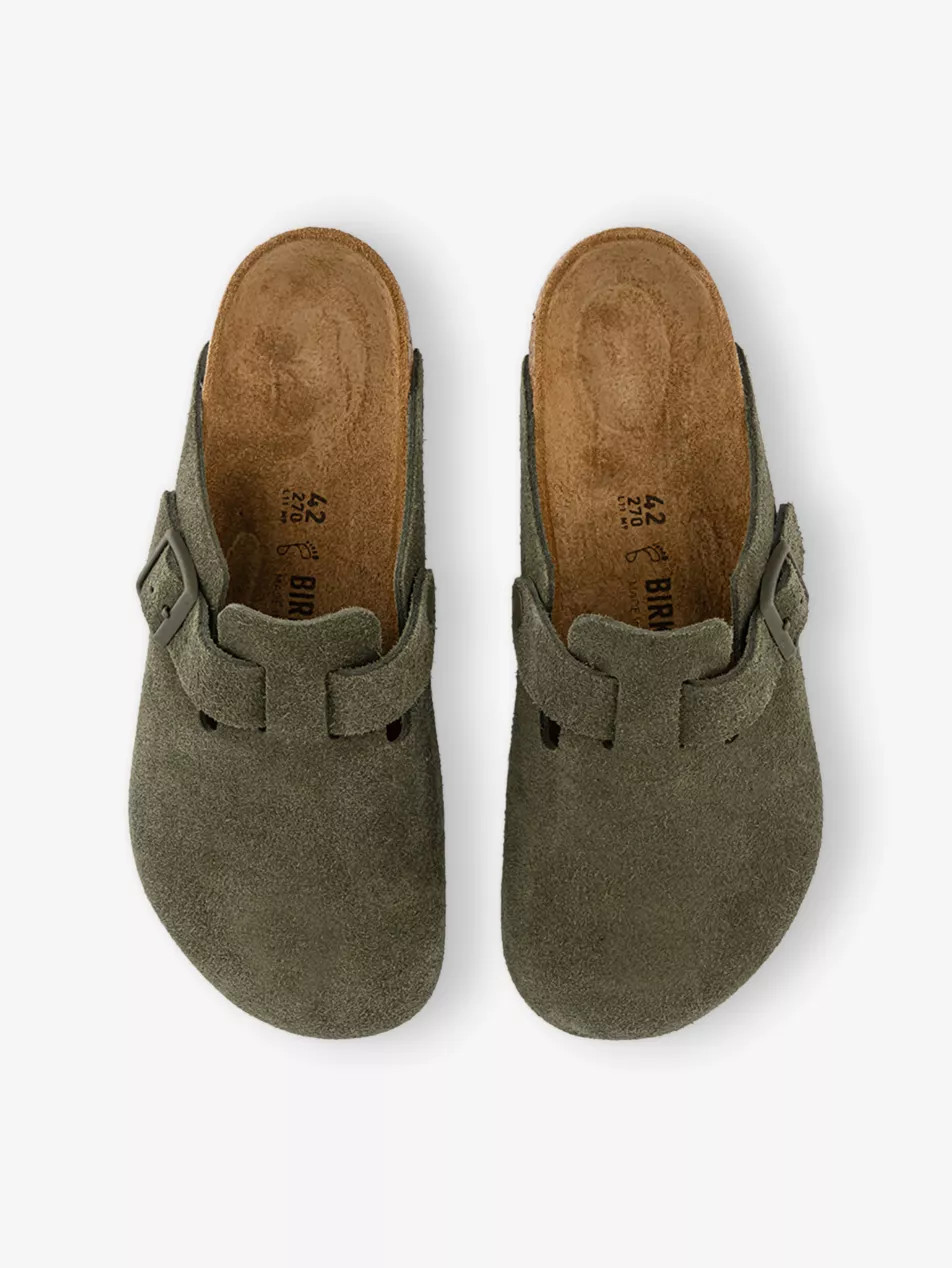 Boston Logo-Embossed Suede Clogs | Selfridges