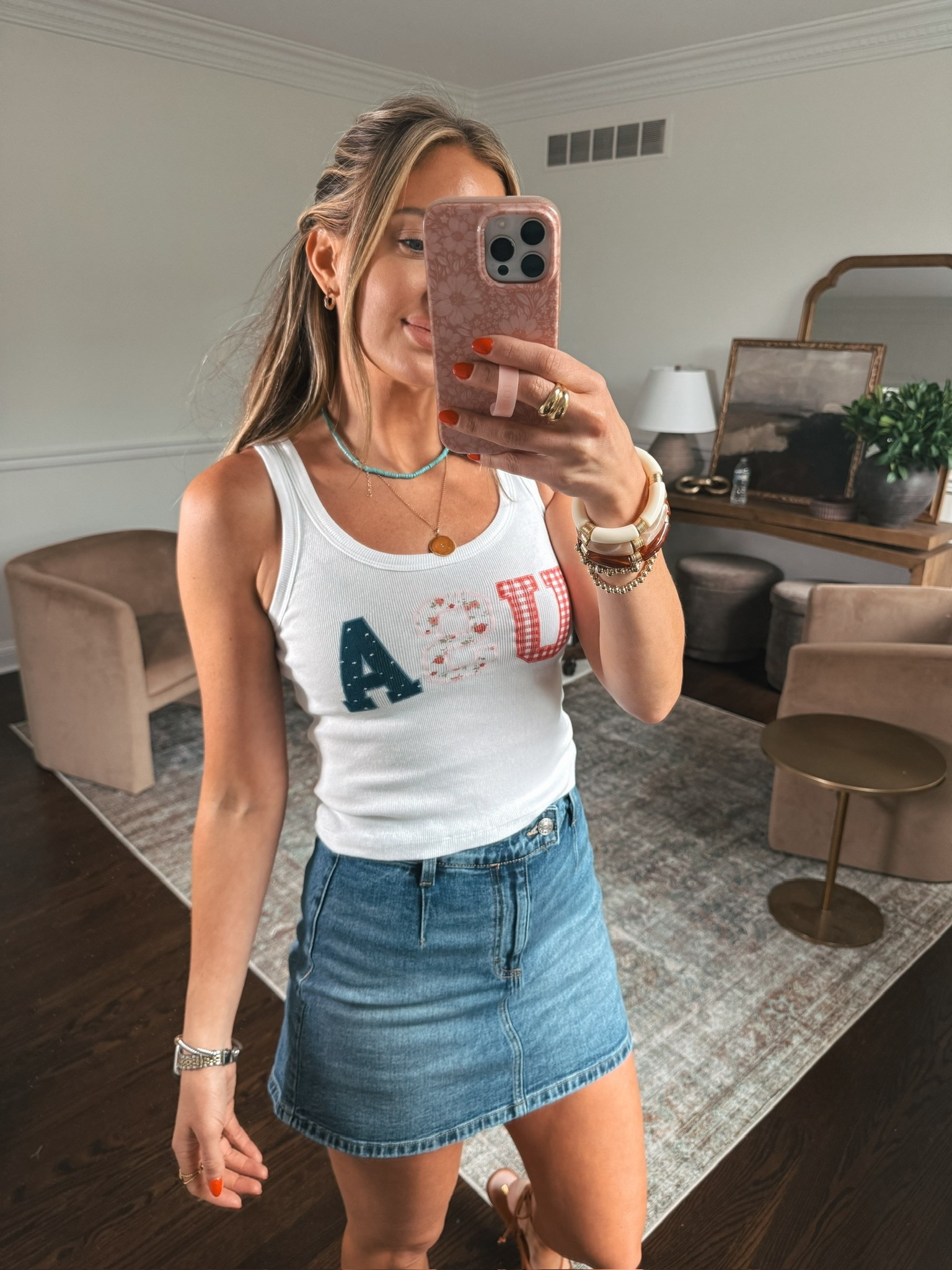 The cutest USA tank for all the red, white and blue holidays and a Jean skort! Perfect summer outfit!

#LTKdayinmylife #LTKgrwm #LTKootd