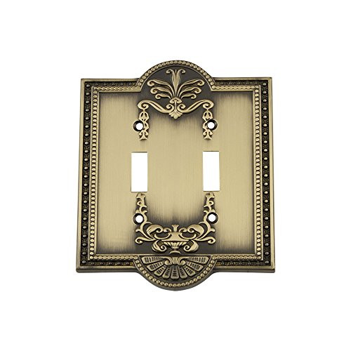 Nostalgic Warehouse 719711 Meadows Switch Plate with Double Toggle, Antique Brass | Amazon (US)